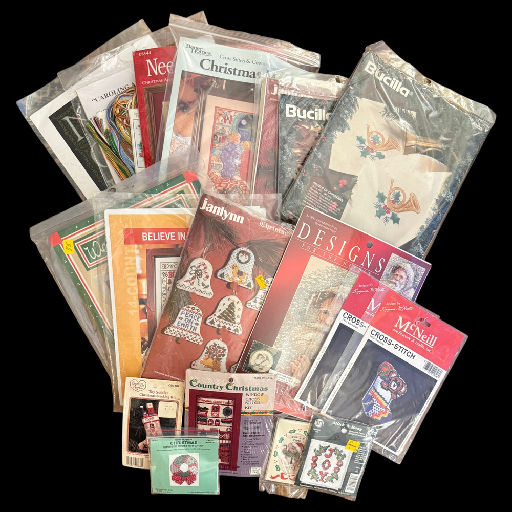 Lot of 18 Christmas Cross Stitch Kits Bucilla Santa Stocking Ornaments Snow NOS